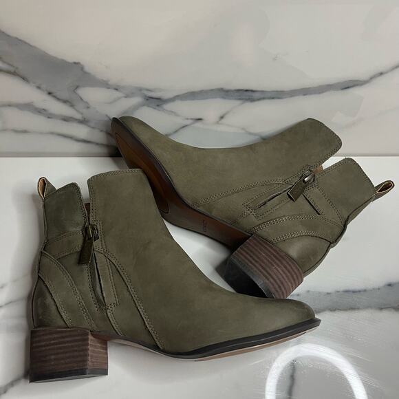 Vionic | Women's Olive Nubuck Leather Comfort Waterproof Ankle Sienna Boots Sz 5 - Picture 6 of 8